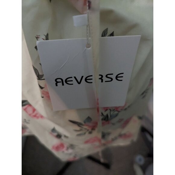Reverse Womens Backless Dress Size L Yellow Pink Floral Strappy Rose Print Chic - Picture 7 of 12